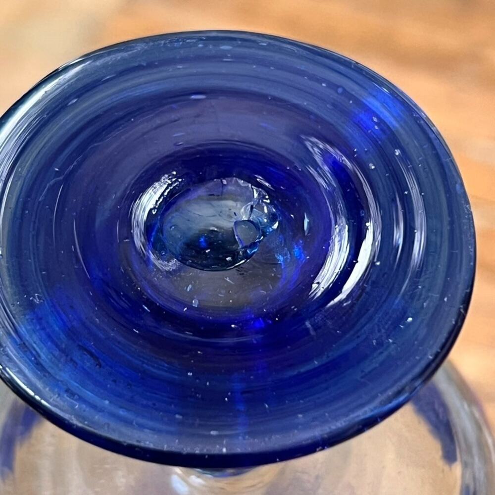 Mexican Margarita Blue Rim & Foot Glasses 4" Set of 2 - Picture 6 of 6